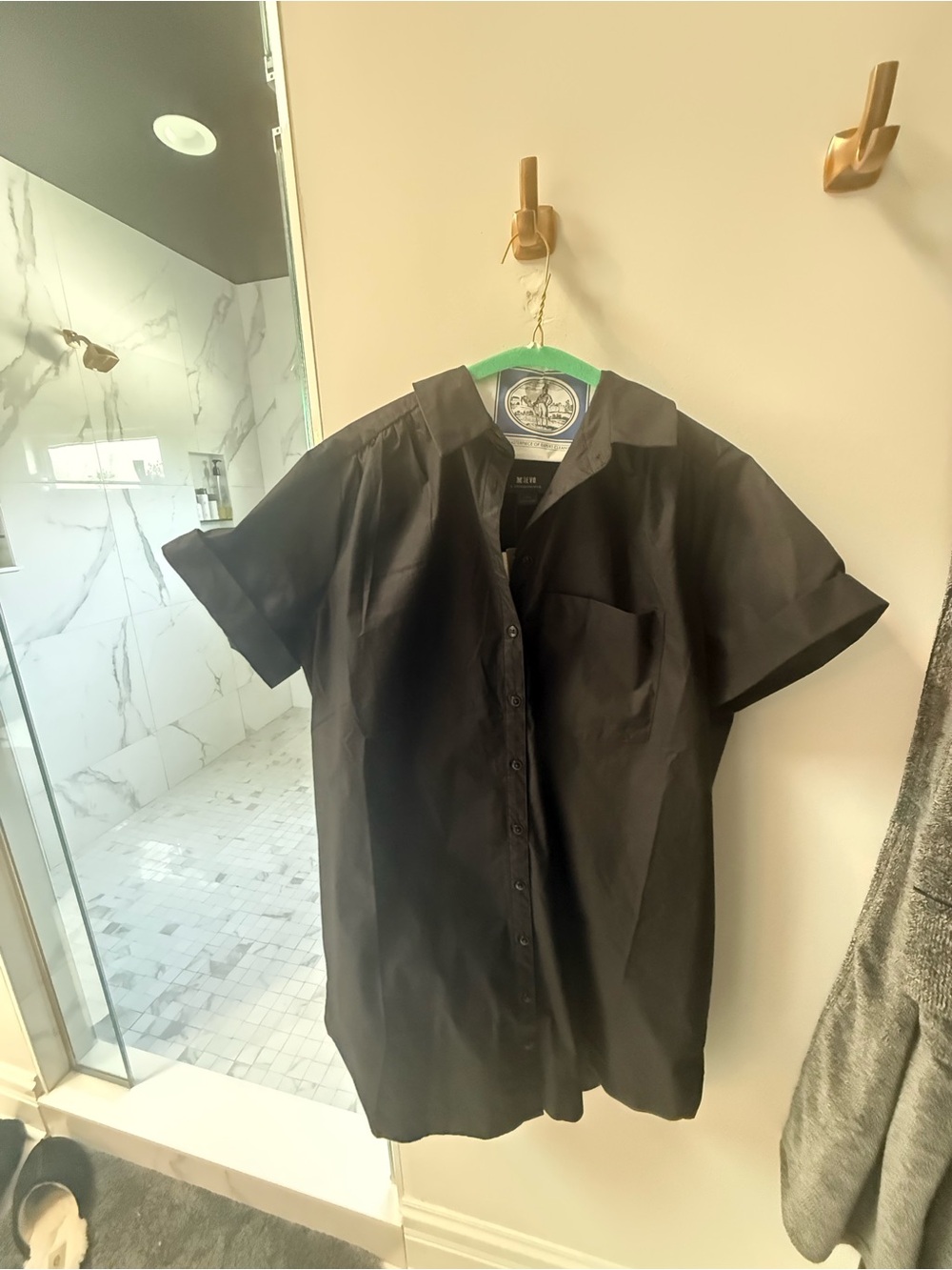 Anthropologie Black Short-Sleeve Button-Down Shirt